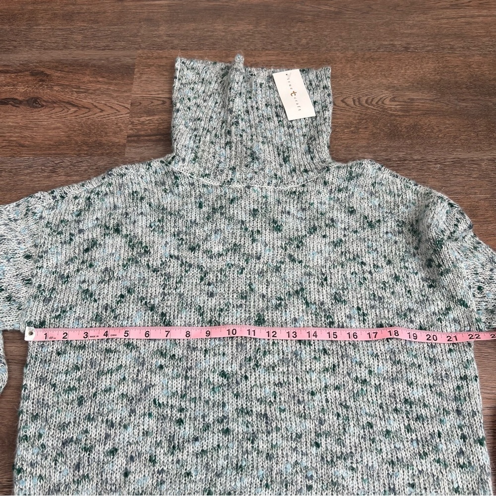 NWT True Craft Women Speckled Blue White Turtleneck Sweater Knit Large Winter - Picture 7 of 7